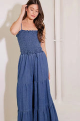 FEELING FREE INDIGO DENIM JUMPSUIT - Flying Tomato - Flyclothing LLC
