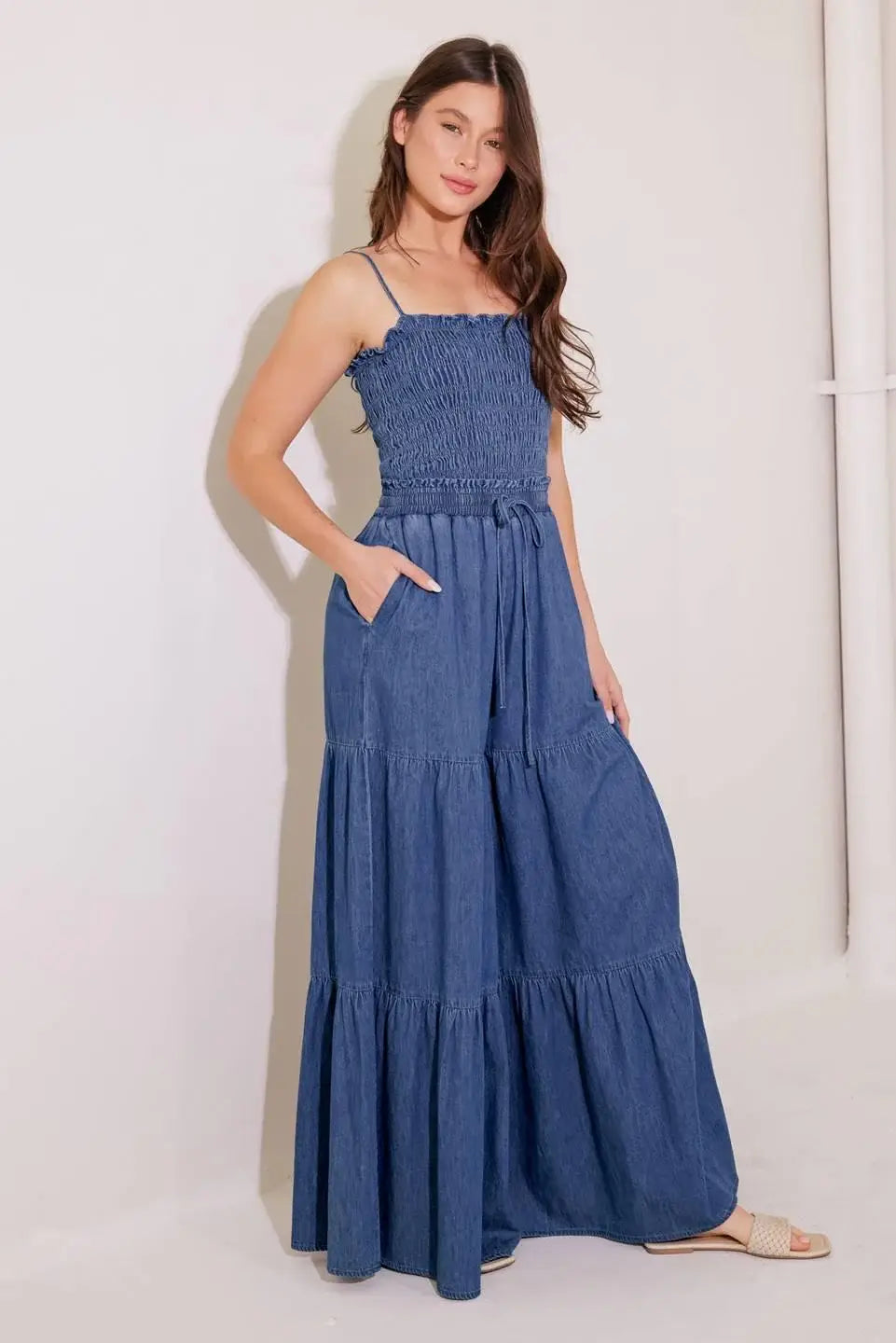 FEELING FREE INDIGO DENIM JUMPSUIT - Flying Tomato - Flyclothing LLC