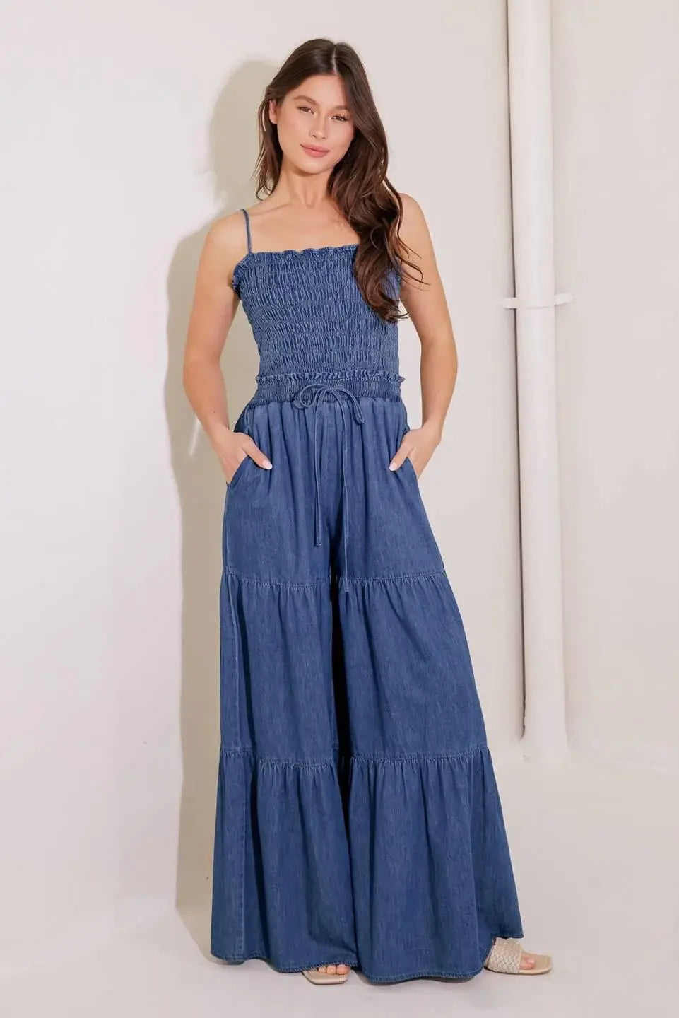 FEELING FREE INDIGO DENIM JUMPSUIT - Flying Tomato - Flyclothing LLC