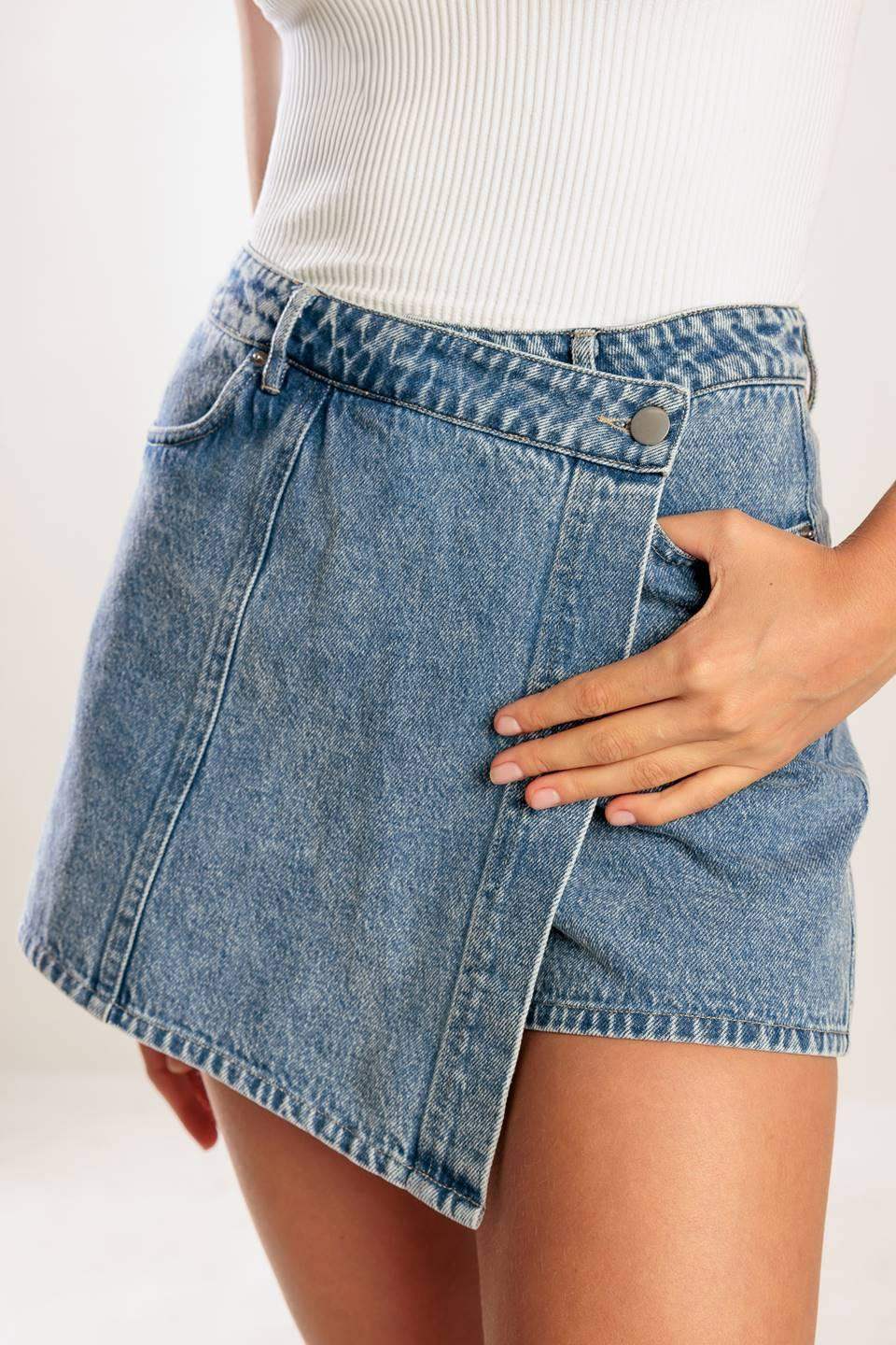 BY CHANCE DENIM SKORT - Flying Tomato - Flyclothing LLC