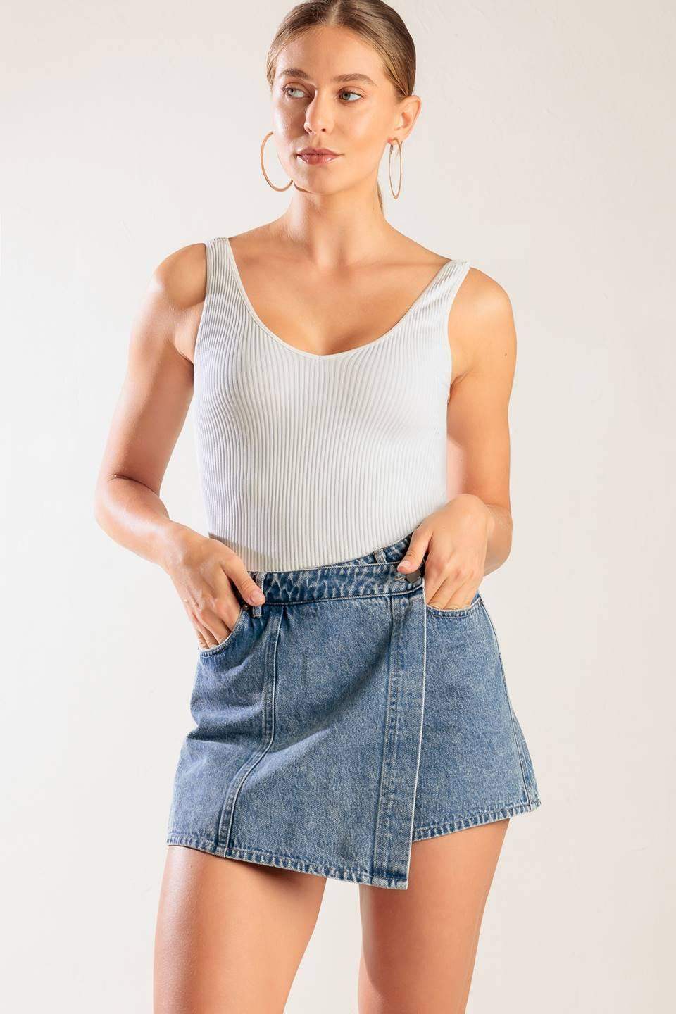 BY CHANCE DENIM SKORT - Flying Tomato - Flyclothing LLC