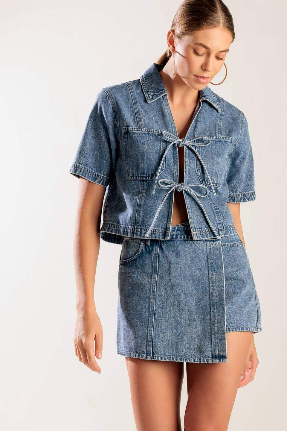 BY CHANCE DENIM SKORT - Flying Tomato - Flyclothing LLC