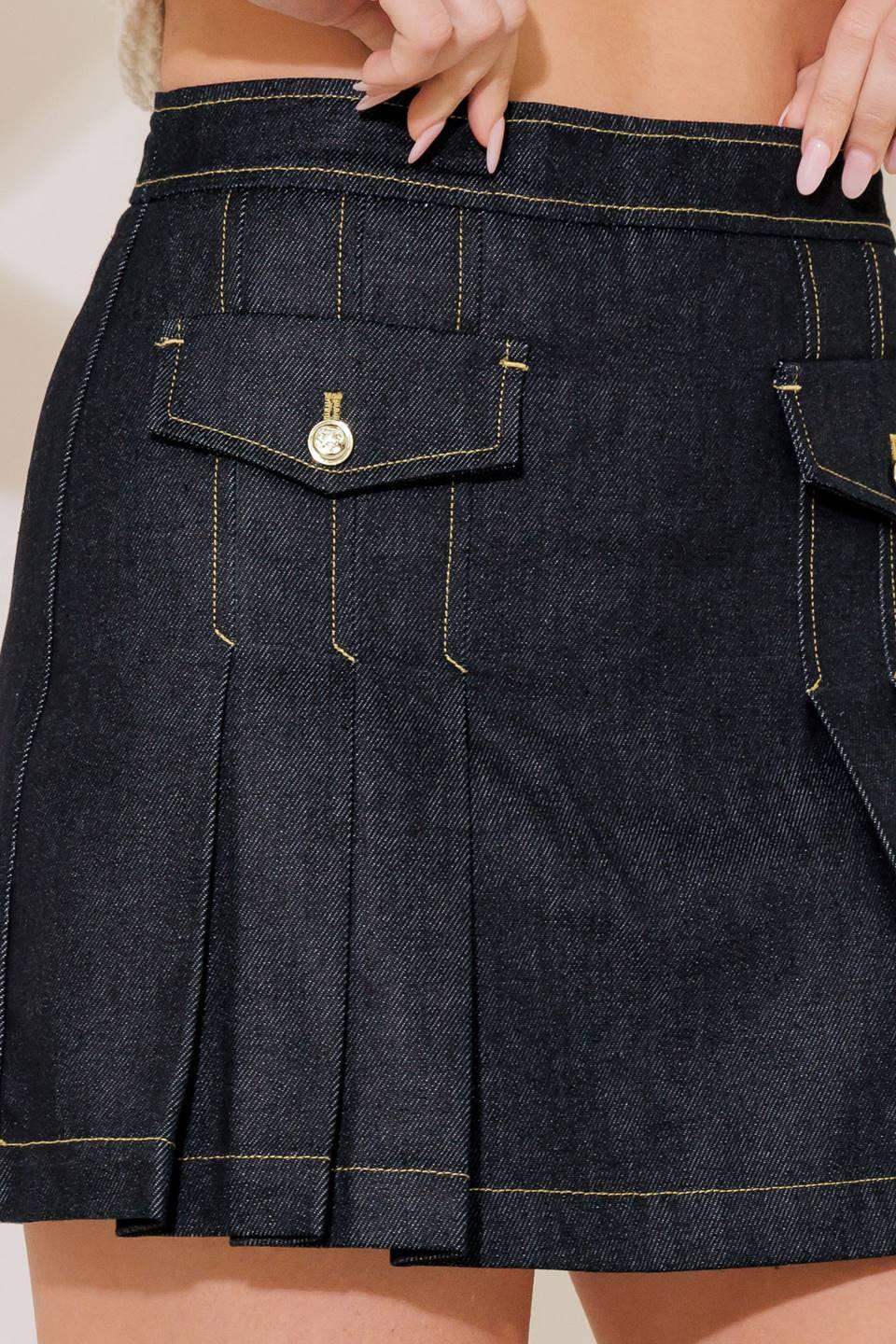 A FRESH PICK INDIGO DENIM SKORT - Flying Tomato - Flyclothing LLC