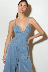 EASED LINE LIGHT DENIM JUMPSUIT - Flying Tomato - Flyclothing LLC