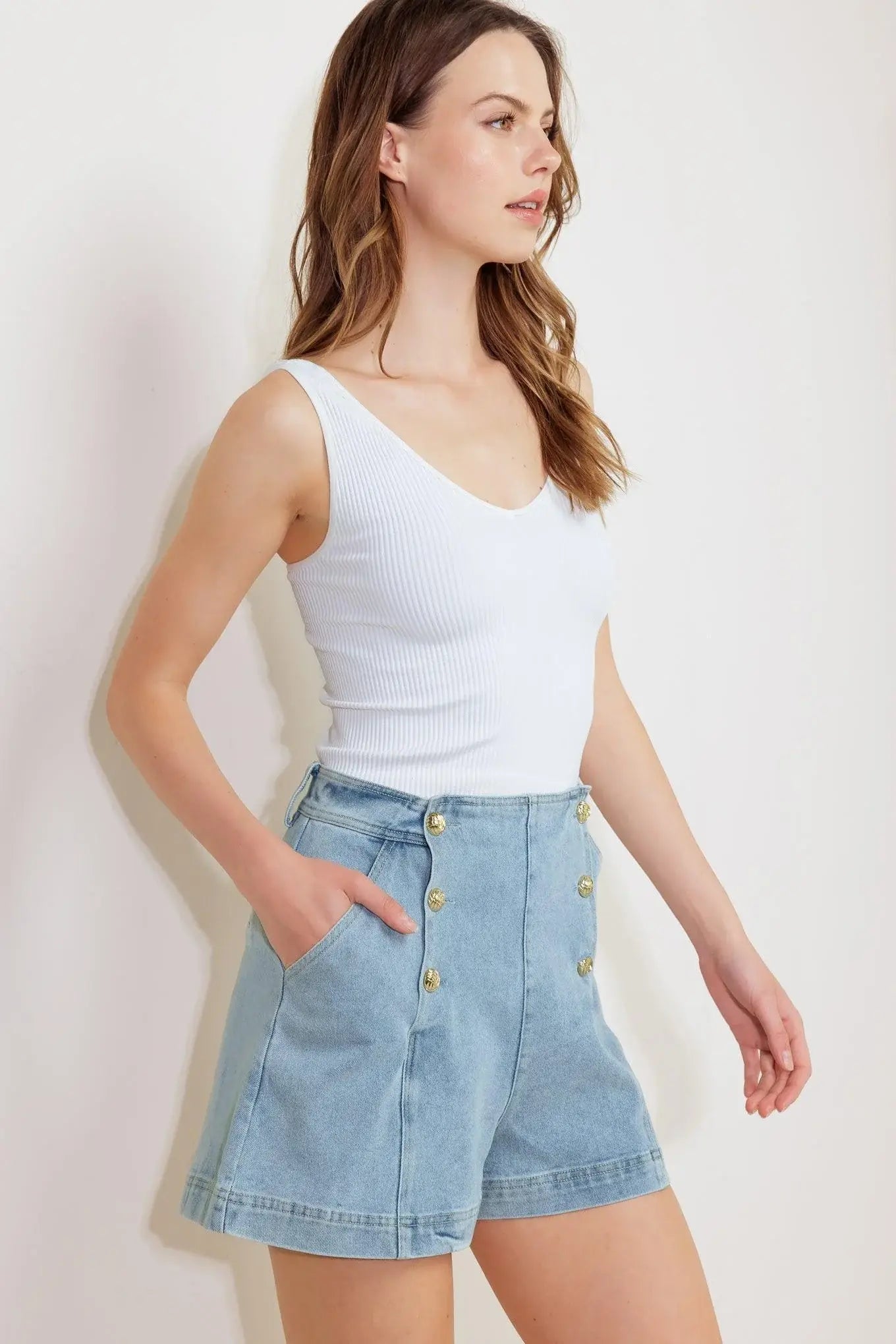 ANGEL WINGS AND CHAMOMILE WOVEN SKORT - Flying Tomato - Flyclothing LLC