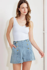 ANGEL WINGS AND CHAMOMILE WOVEN SKORT - Flying Tomato - Flyclothing LLC