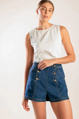 DRIVE-IN MOVIE DENIM SHORT - Flying Tomato - Flyclothing LLC