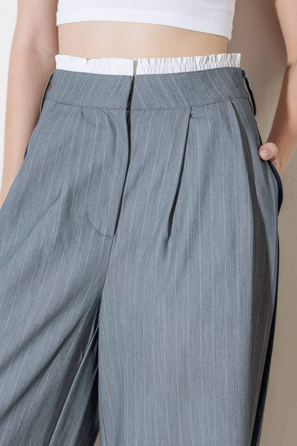 SMILE BRIGHT IN GREY WOVEN PANTS - Flying Tomato - Flyclothing LLC