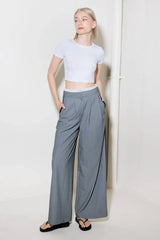 SMILE BRIGHT IN GREY WOVEN PANTS - Flying Tomato - Flyclothing LLC