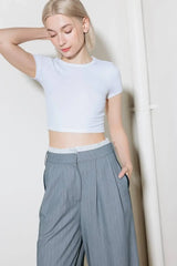 SMILE BRIGHT IN GREY WOVEN PANTS - Flying Tomato - Flyclothing LLC