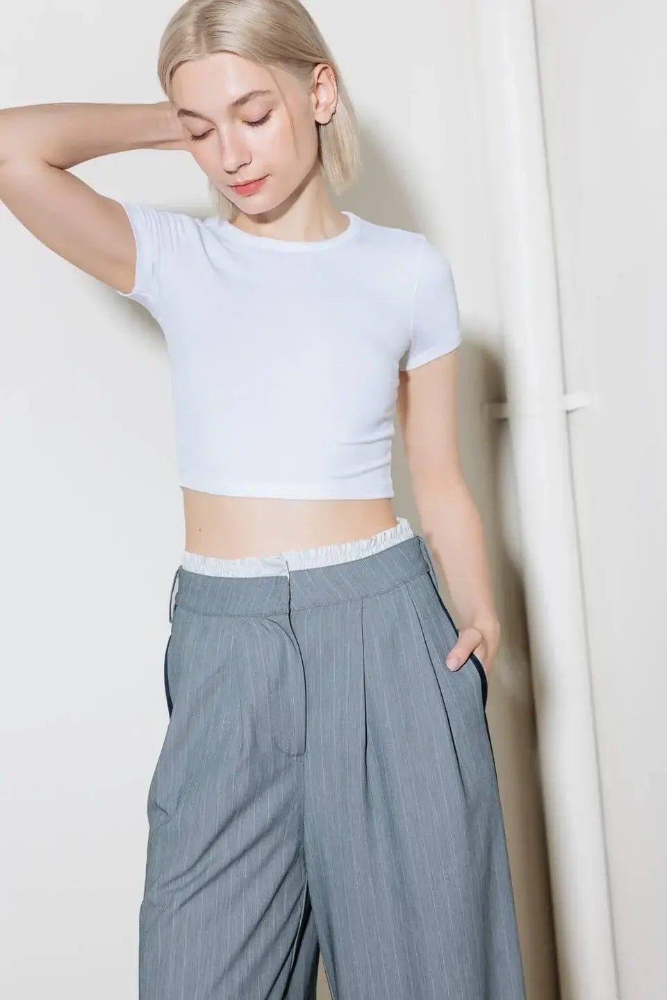 SMILE BRIGHT IN GREY WOVEN PANTS - Flying Tomato - Flyclothing LLC