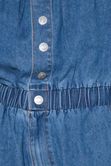 GRACEFULLY WRAPPED MEDIUM DENIM ROMPER - Flying Tomato - Flyclothing LLC