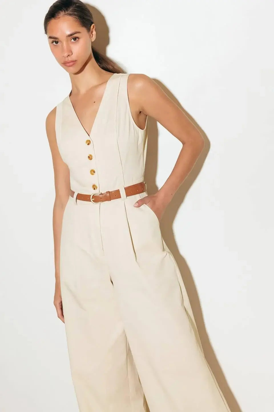 EVERYDAY ESSENTIAL WOVEN JUMPSUIT - Flying Tomato - Flyclothing LLC