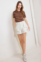 SIMPLY MINE CREAM WOVEN SHORT - Flying Tomato - Flyclothing LLC