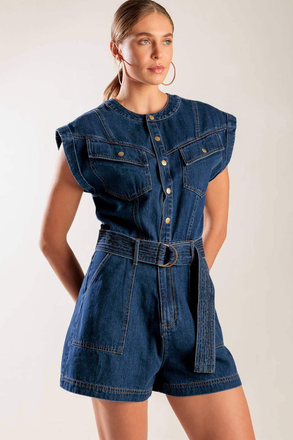 A LITTLE BIT OF THIS DENIM ROMPER - Flying Tomato - Flyclothing LLC