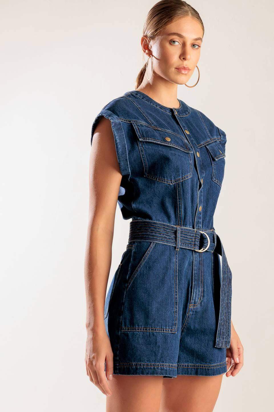 A LITTLE BIT OF THIS DENIM ROMPER - Flying Tomato - Flyclothing LLC