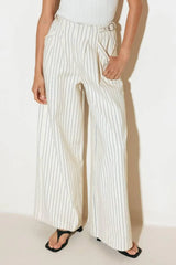 COFFEE RUN STRIPED WOVEN PANTS - Flying Tomato - Flyclothing LLC