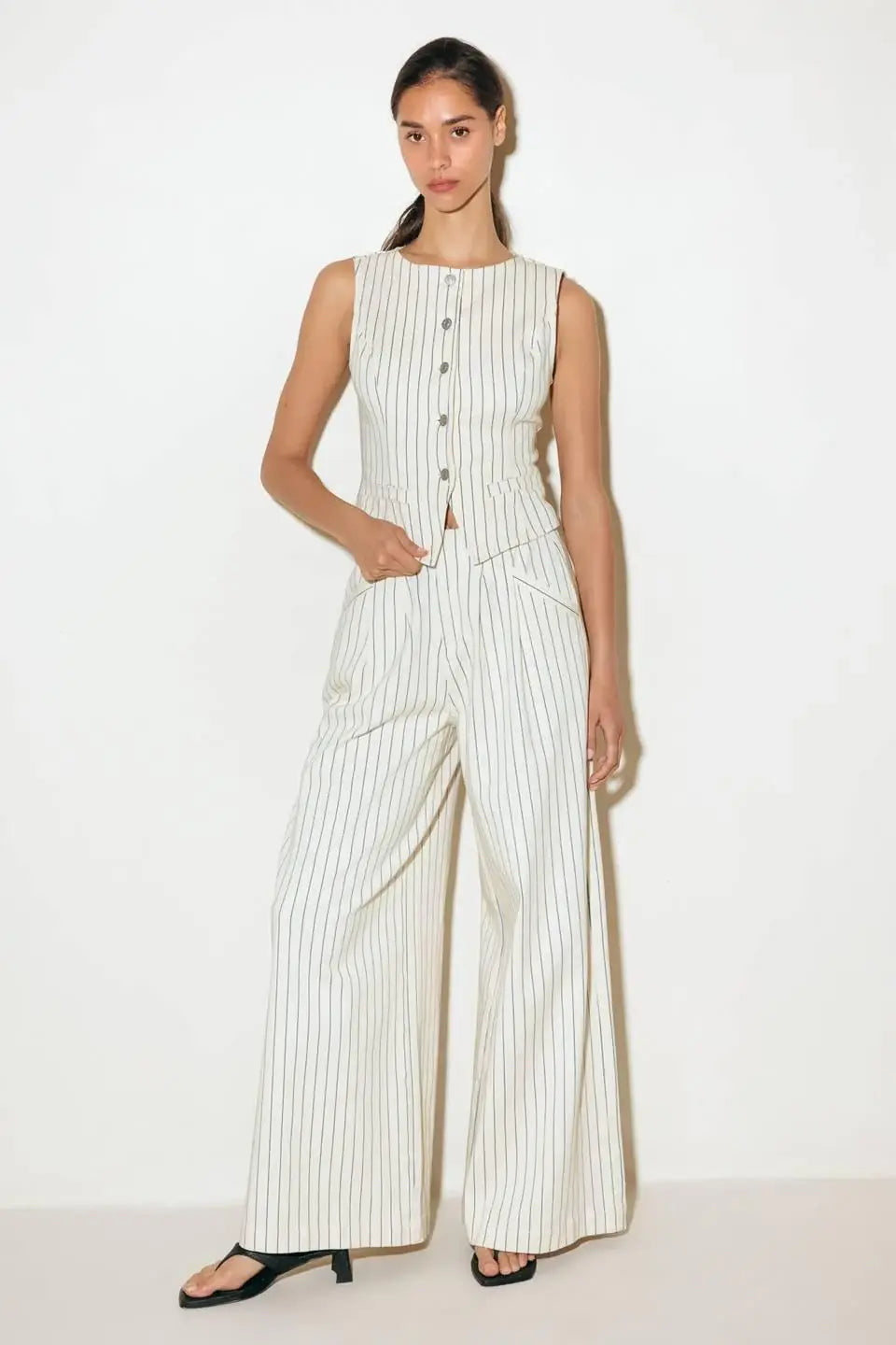 COFFEE RUN STRIPED WOVEN PANTS - Flying Tomato - Flyclothing LLC
