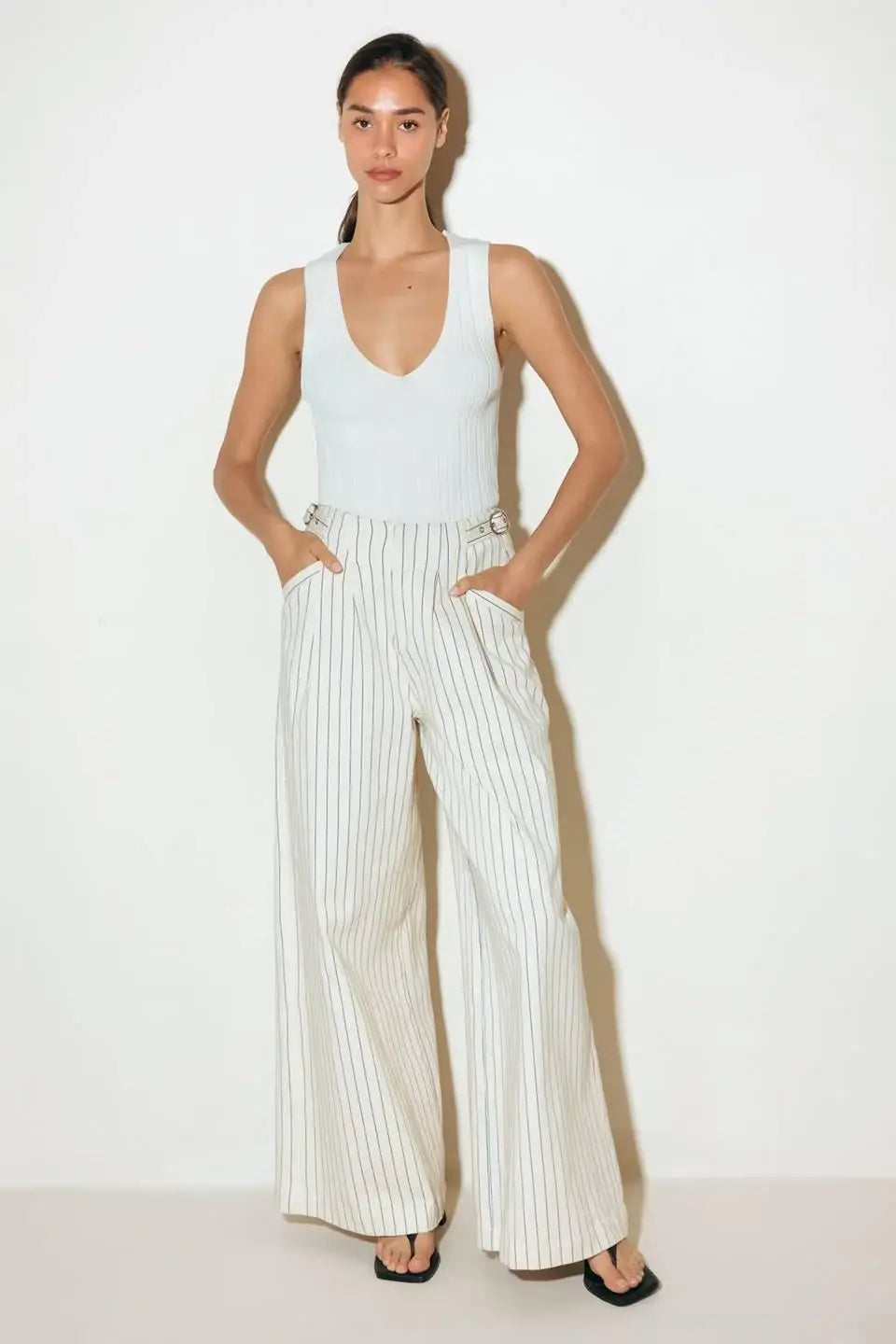 COFFEE RUN STRIPED WOVEN PANTS - Flying Tomato - Flyclothing LLC