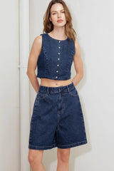 COFFEE PETAL DENIM SHORT - Flying Tomato - Flyclothing LLC