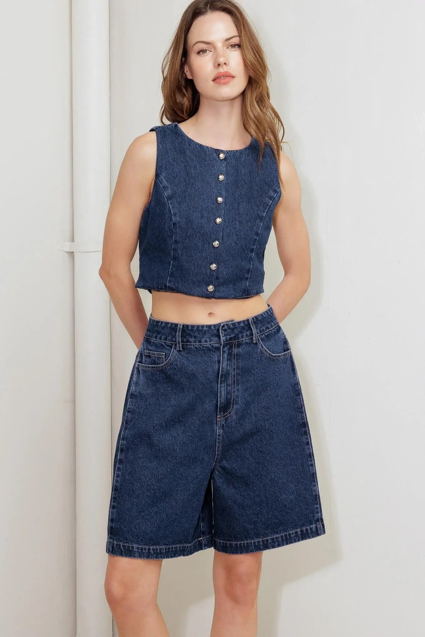 COFFEE PETAL DENIM SHORT - Flying Tomato - Flyclothing LLC