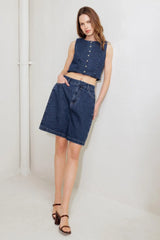 COFFEE PETAL DENIM SHORT - Flying Tomato - Flyclothing LLC