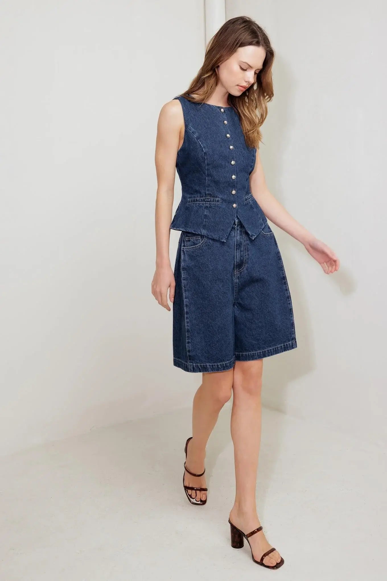 COFFEE PETAL DENIM SHORT - Flying Tomato - Flyclothing LLC