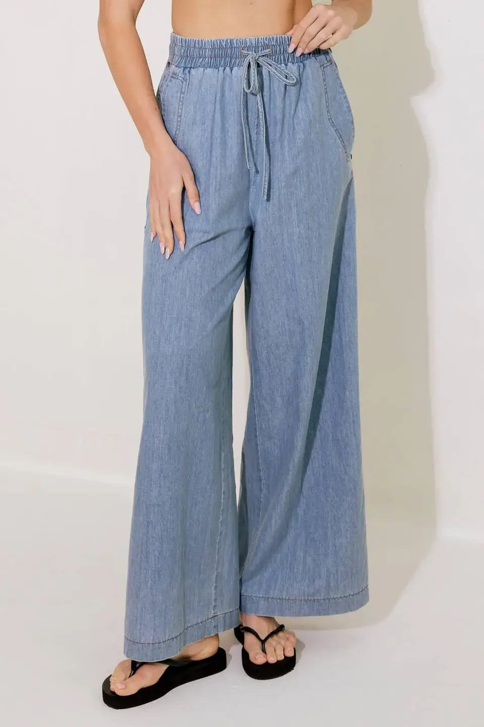 RIVERSIDE SIPS LIGHT INDIGO CHAMBRAY PANTS - Flying Tomato - Flyclothing LLC