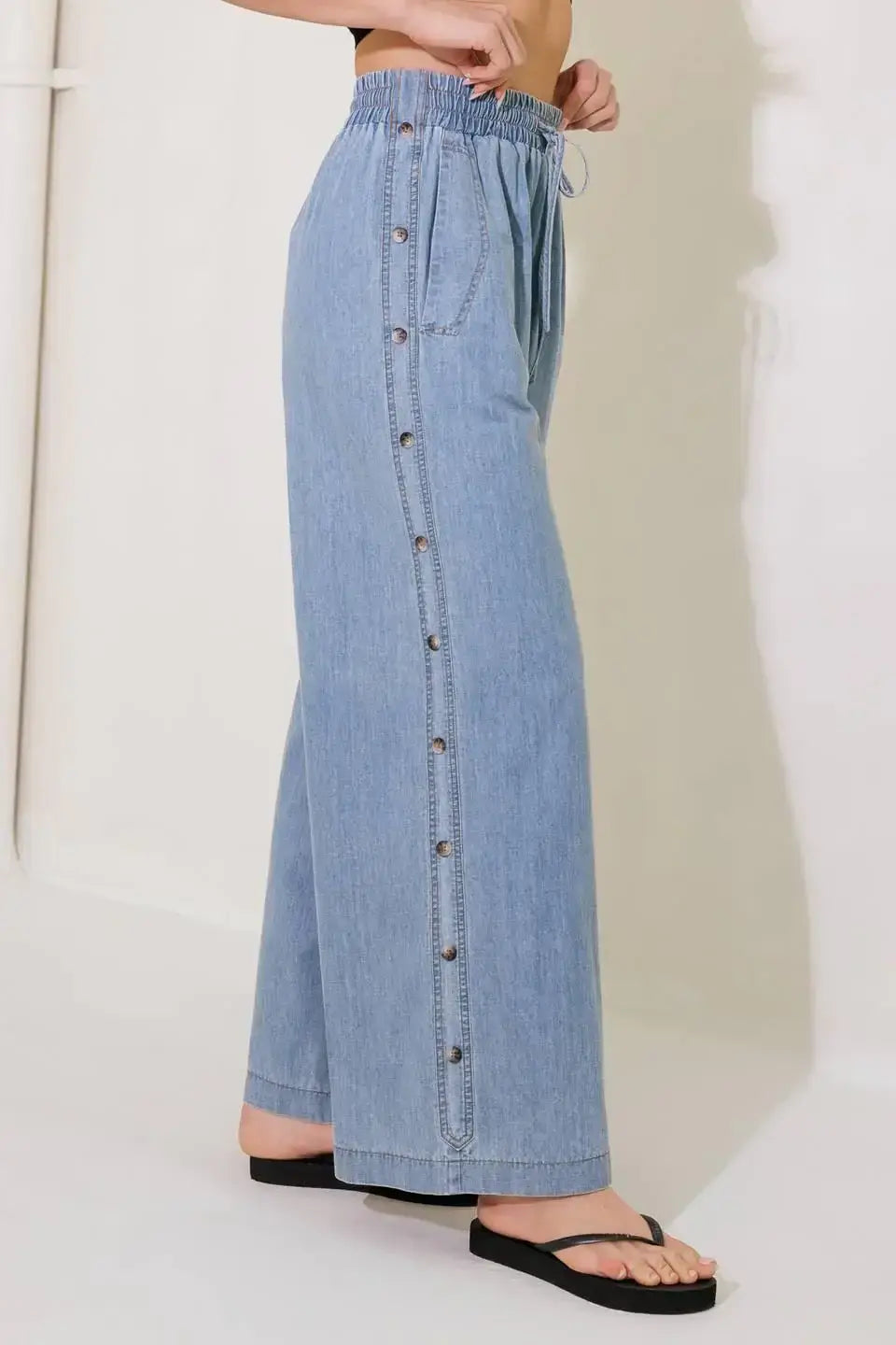 RIVERSIDE SIPS LIGHT INDIGO CHAMBRAY PANTS - Flying Tomato - Flyclothing LLC