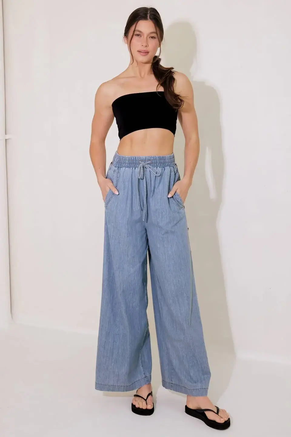 RIVERSIDE SIPS LIGHT INDIGO CHAMBRAY PANTS - Flying Tomato - Flyclothing LLC