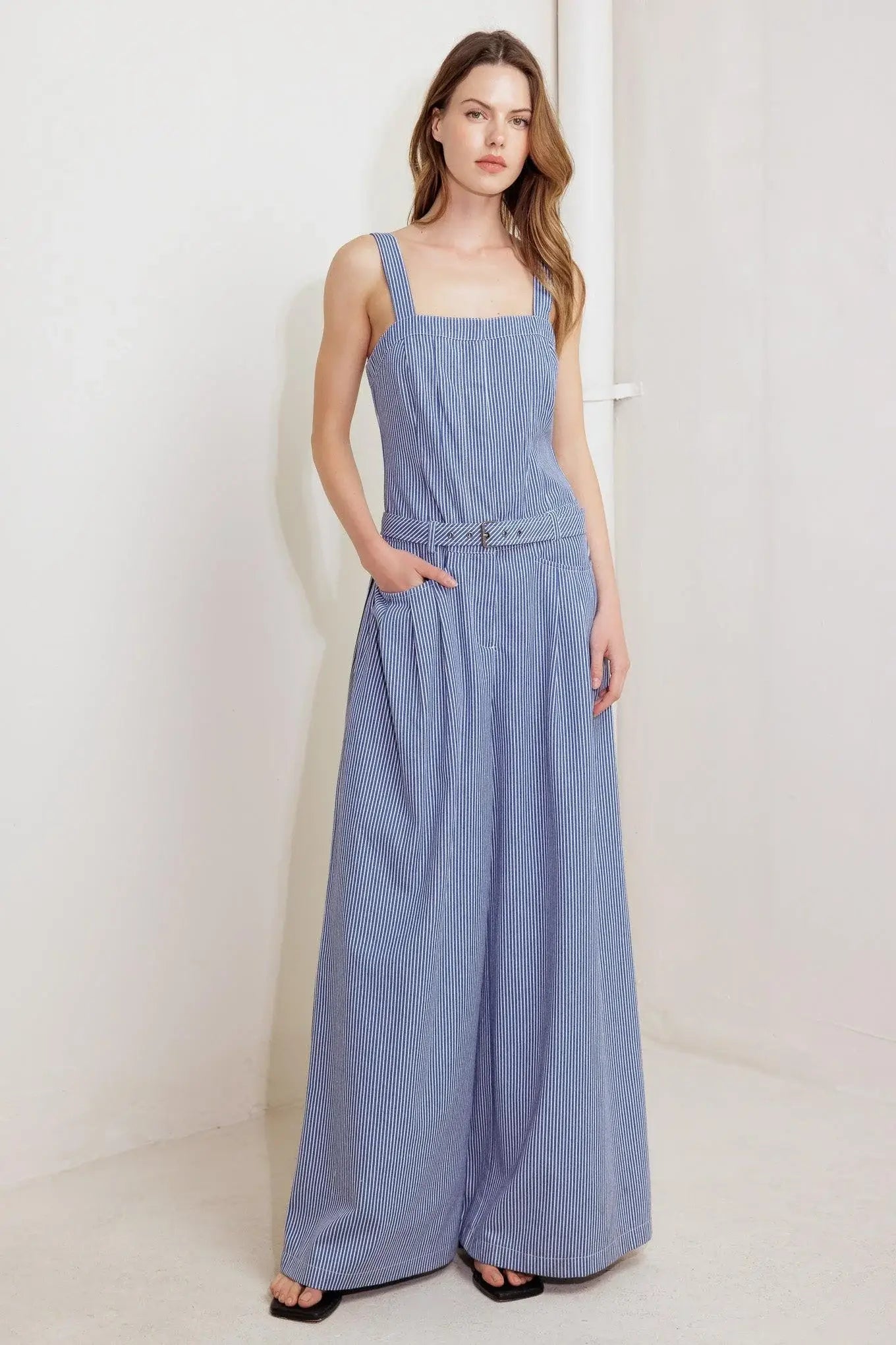 FRESH PETAL BLUE WOVEN JUMPSUIT - Flying Tomato - Flyclothing LLC