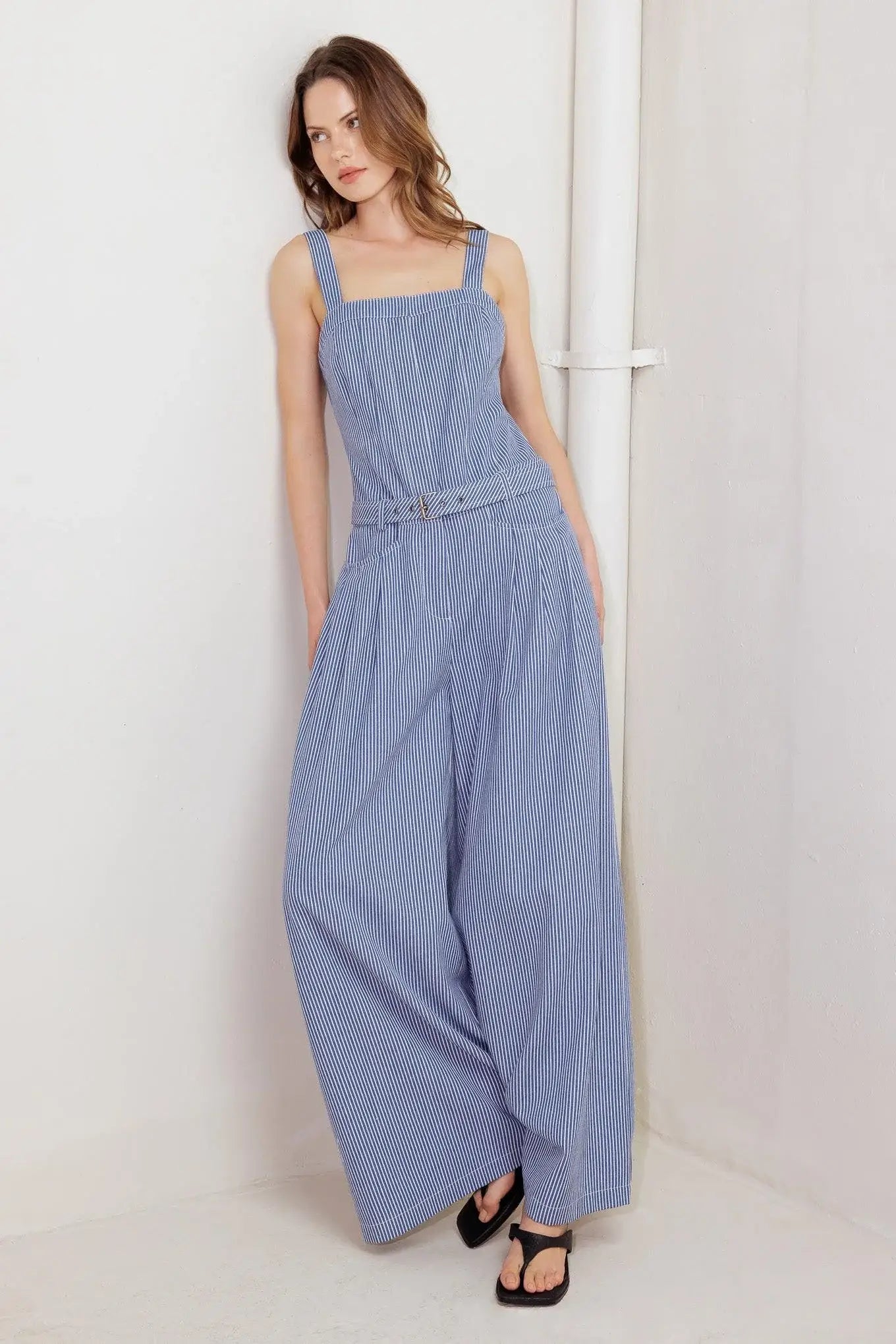 FRESH PETAL BLUE WOVEN JUMPSUIT - Flying Tomato - Flyclothing LLC
