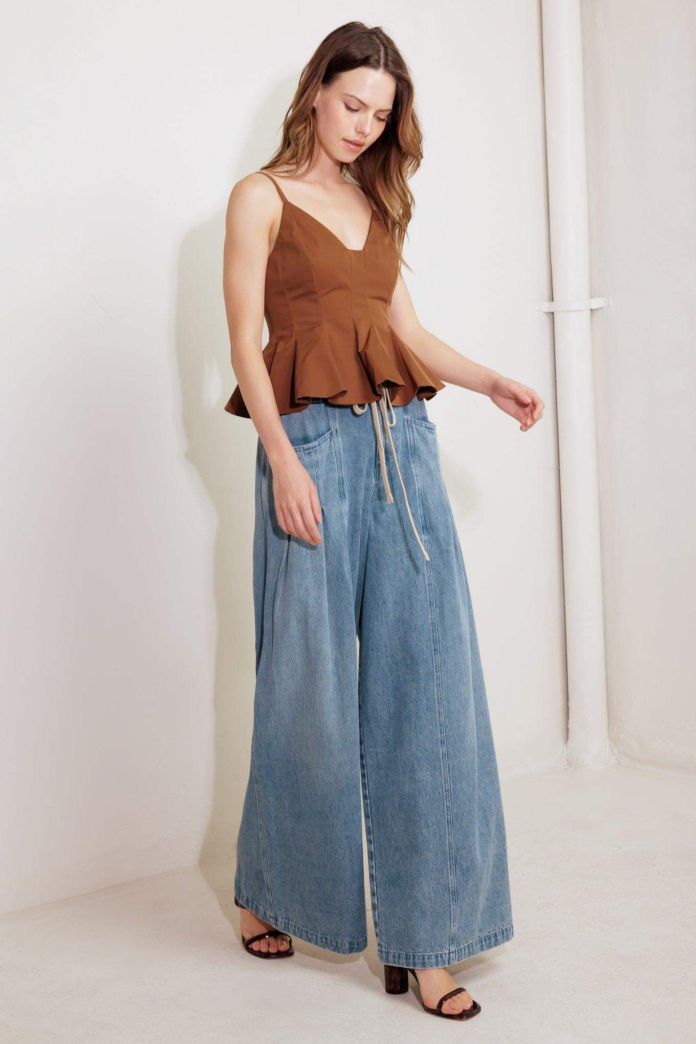 CALM & COLLECTED BLUE DENIM PANTS - Flying Tomato - Flyclothing LLC