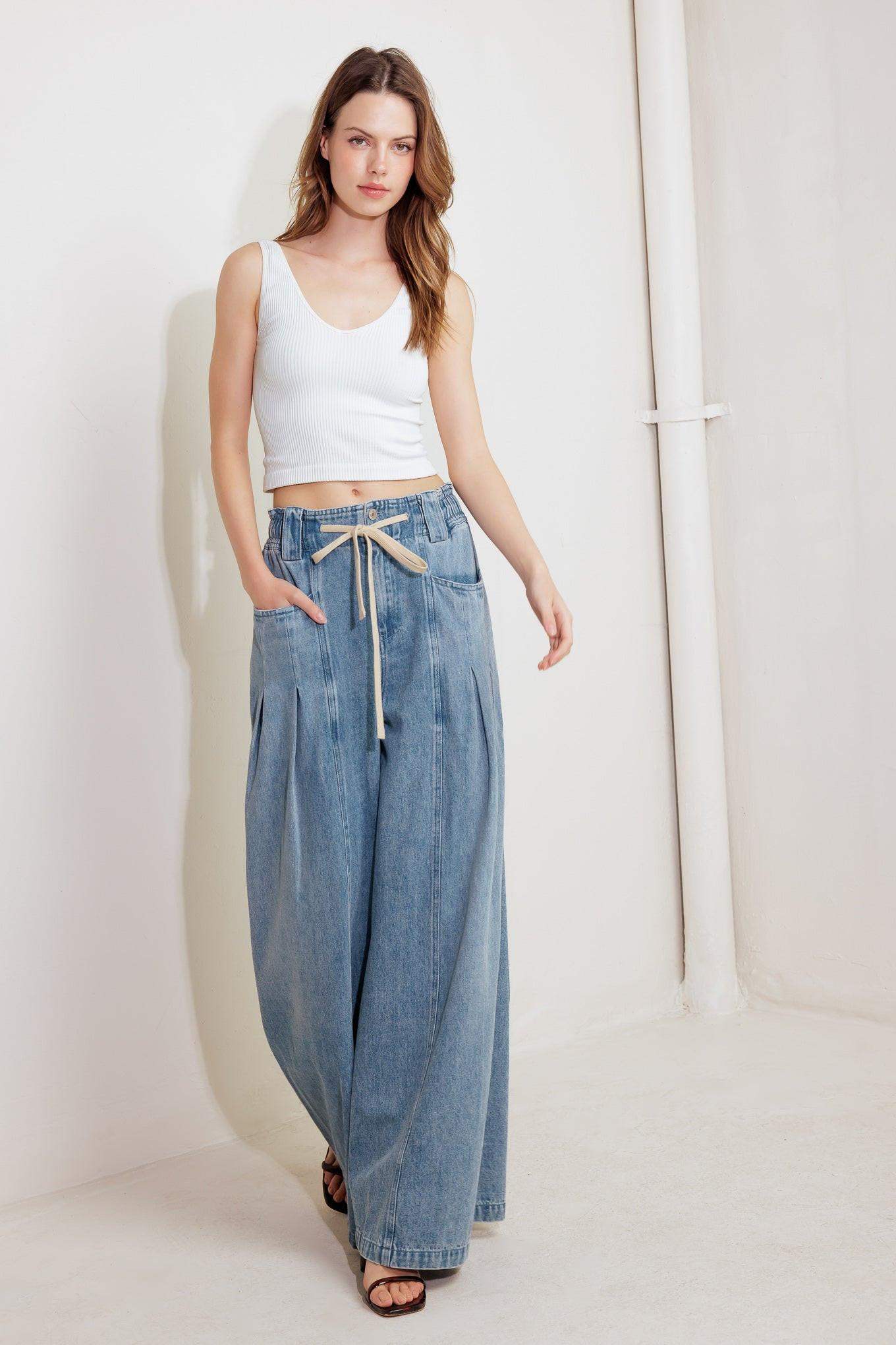 CALM & COLLECTED BLUE DENIM PANTS - Flying Tomato - Flyclothing LLC
