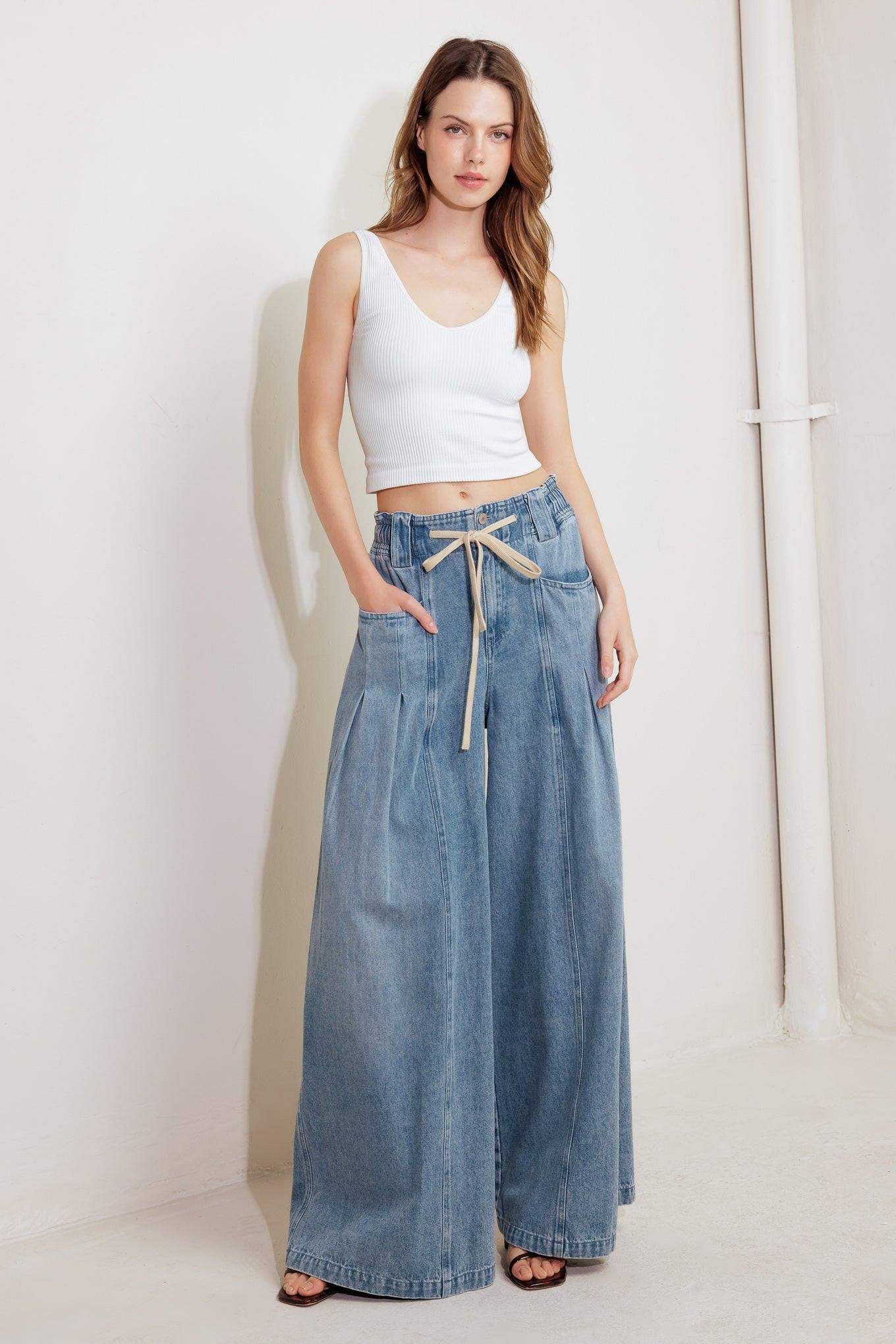 CALM & COLLECTED BLUE DENIM PANTS - Flying Tomato - Flyclothing LLC