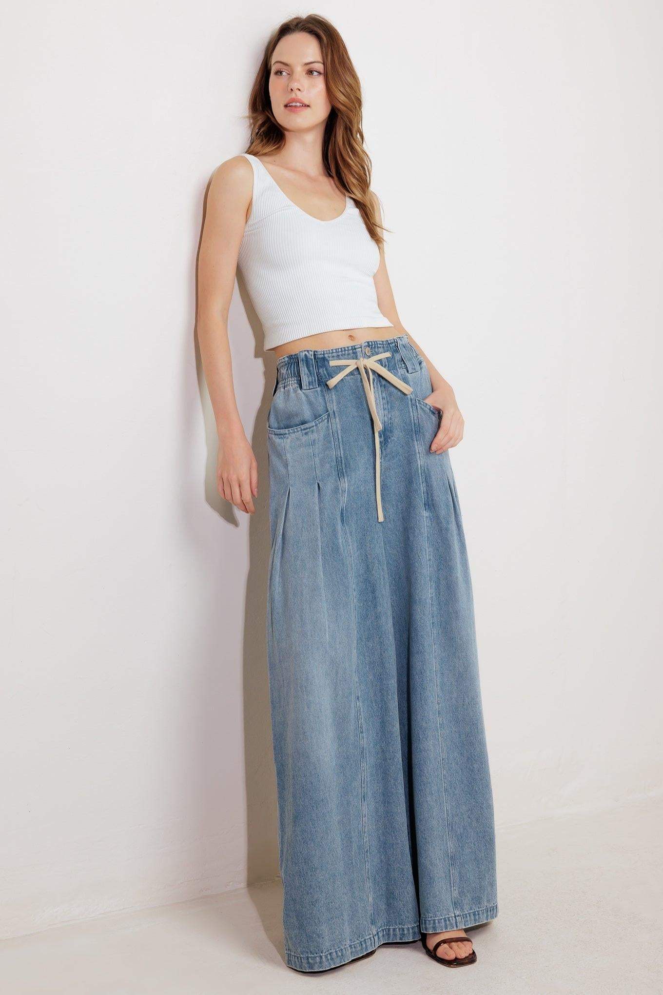 CALM & COLLECTED BLUE DENIM PANTS - Flying Tomato - Flyclothing LLC