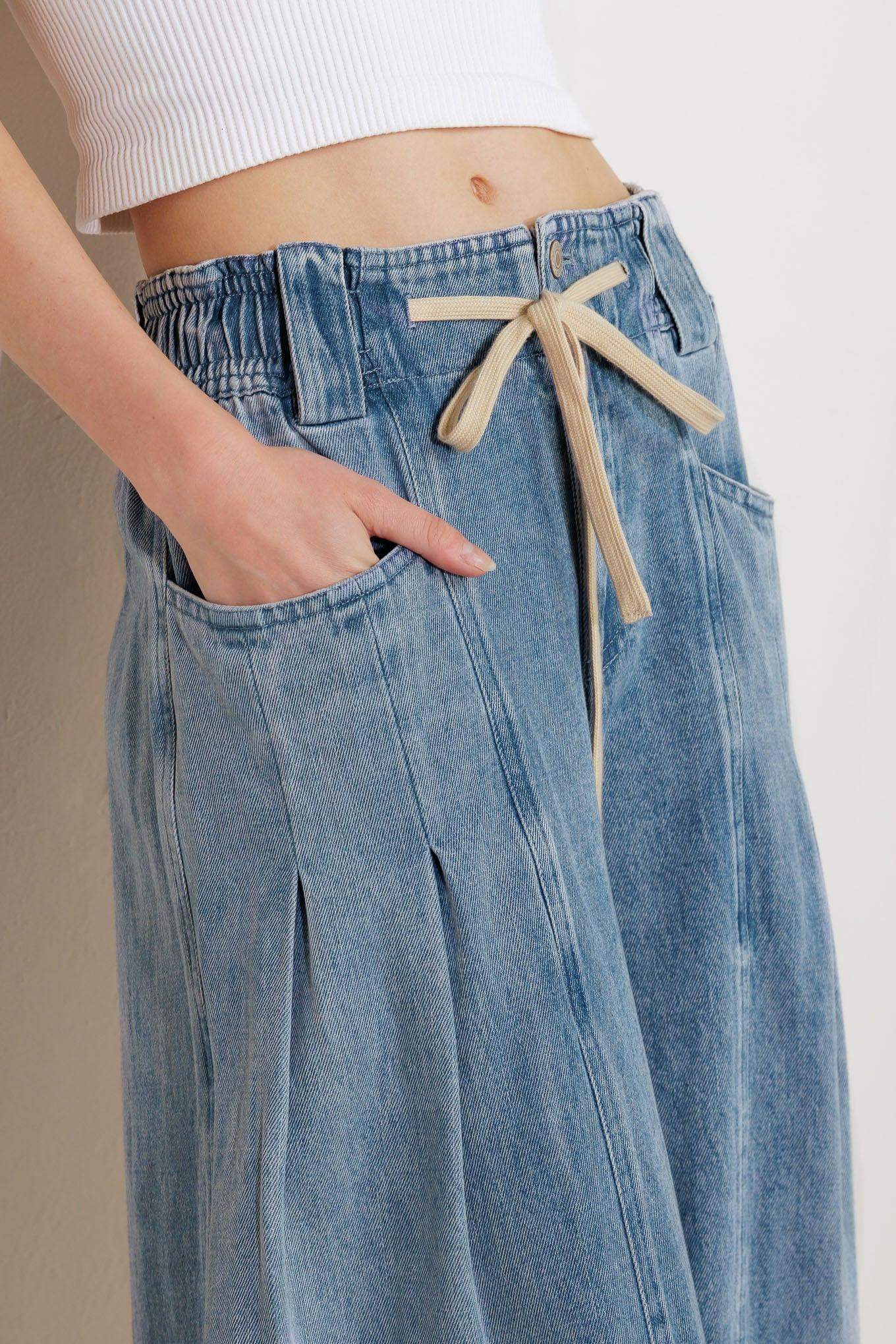 CALM & COLLECTED BLUE DENIM PANTS - Flying Tomato - Flyclothing LLC
