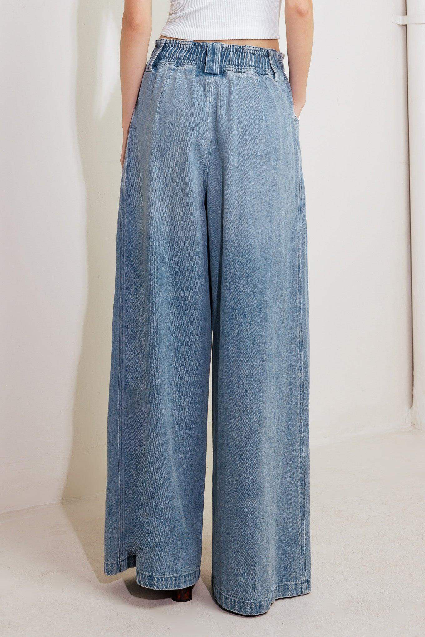 CALM & COLLECTED BLUE DENIM PANTS - Flying Tomato - Flyclothing LLC