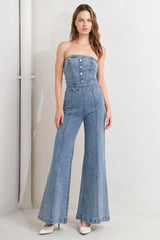 URBAN STRAPLESS DENIM JUMPSUIT - Flying Tomato - Flyclothing LLC