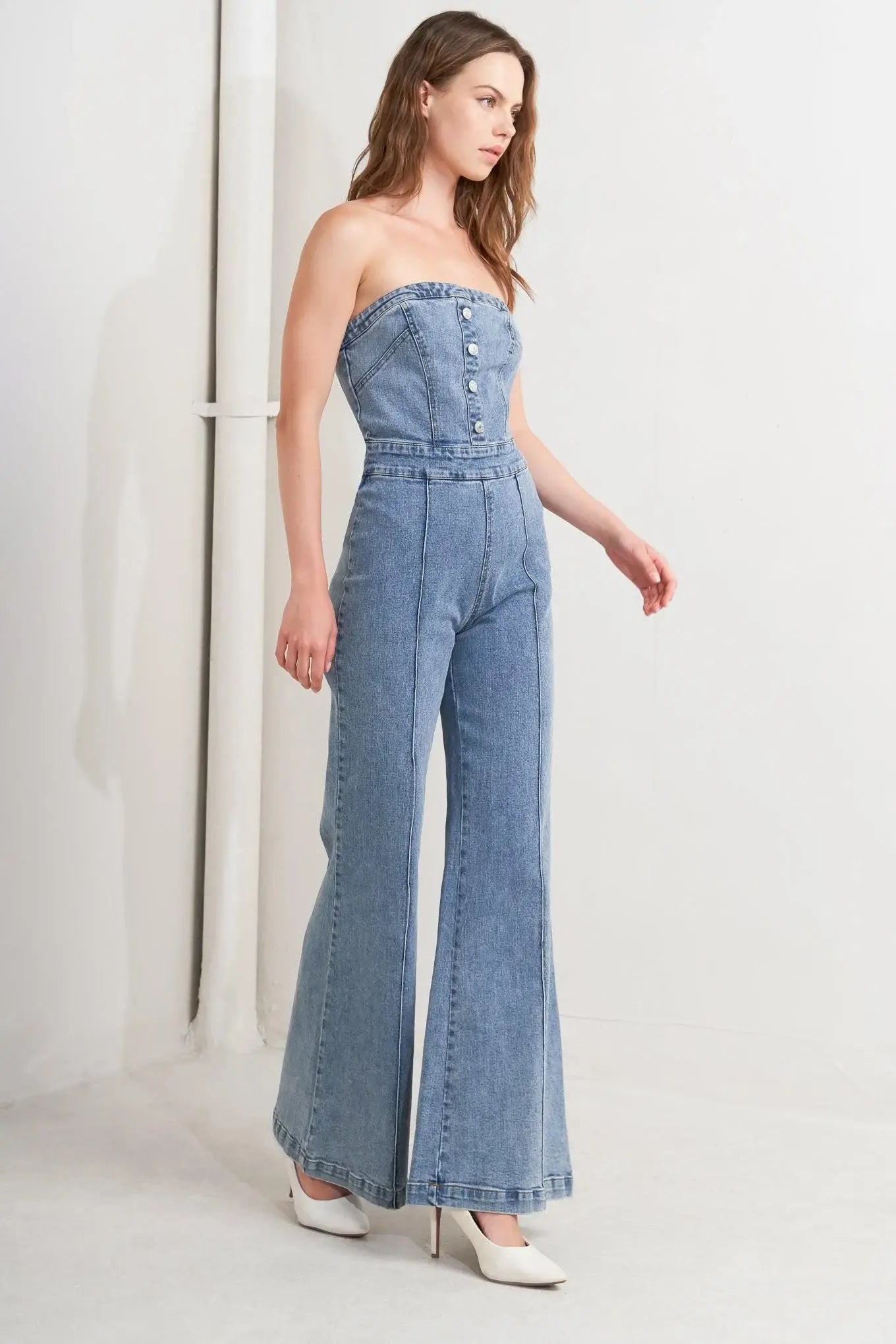 URBAN STRAPLESS DENIM JUMPSUIT - Flying Tomato - Flyclothing LLC
