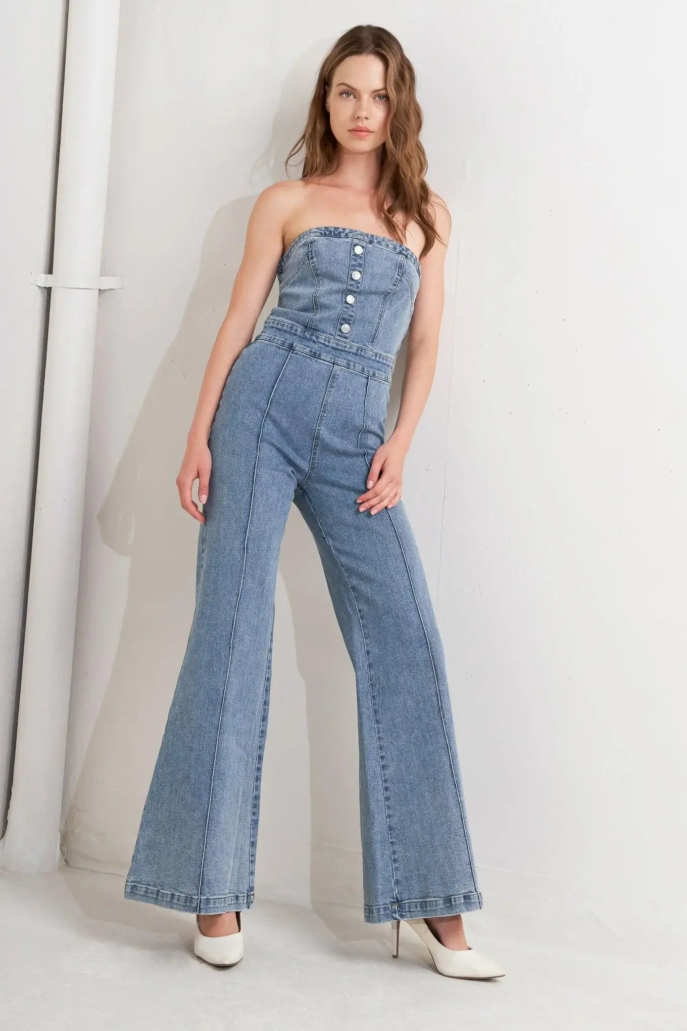 URBAN STRAPLESS DENIM JUMPSUIT - Flying Tomato - Flyclothing LLC
