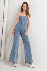 URBAN STRAPLESS DENIM JUMPSUIT - Flying Tomato - Flyclothing LLC