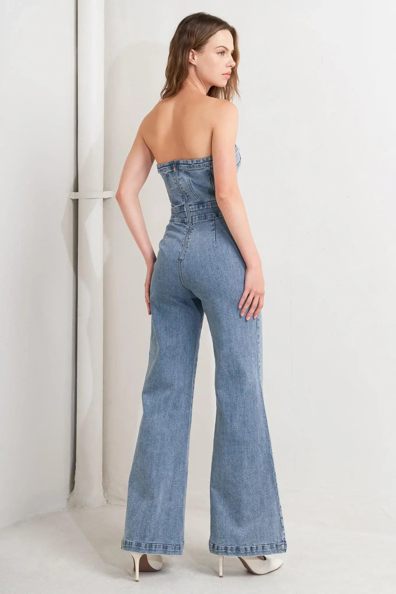 URBAN STRAPLESS DENIM JUMPSUIT - Flying Tomato - Flyclothing LLC