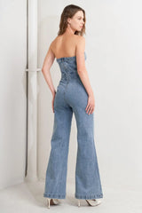 URBAN STRAPLESS DENIM JUMPSUIT - Flying Tomato - Flyclothing LLC