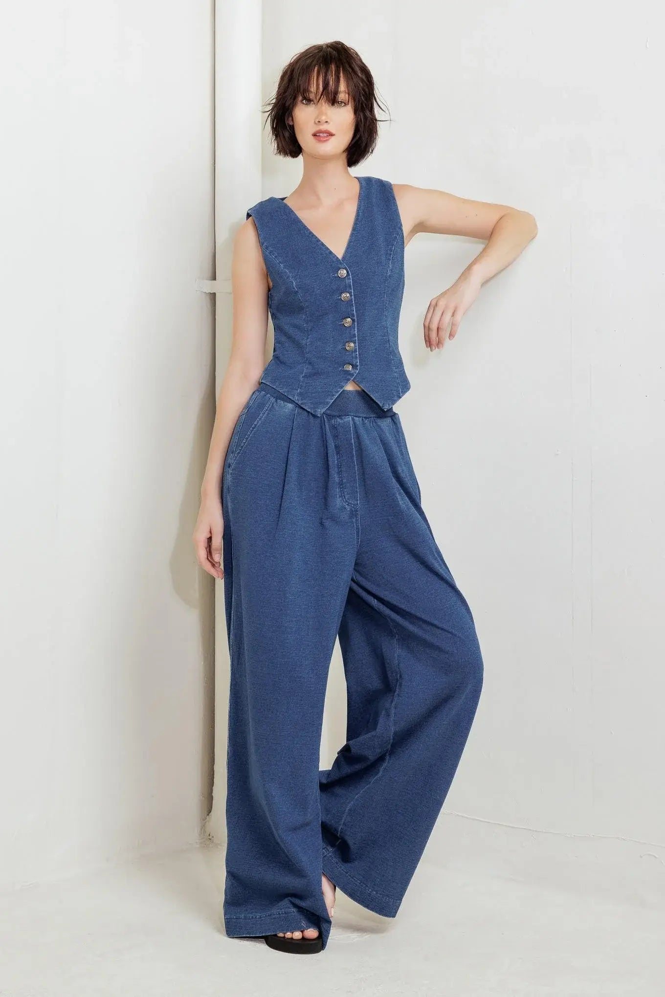 URBAN INDIGO FRENCH TERRY DENIM PANTS - Flying Tomato - Flyclothing LLC
