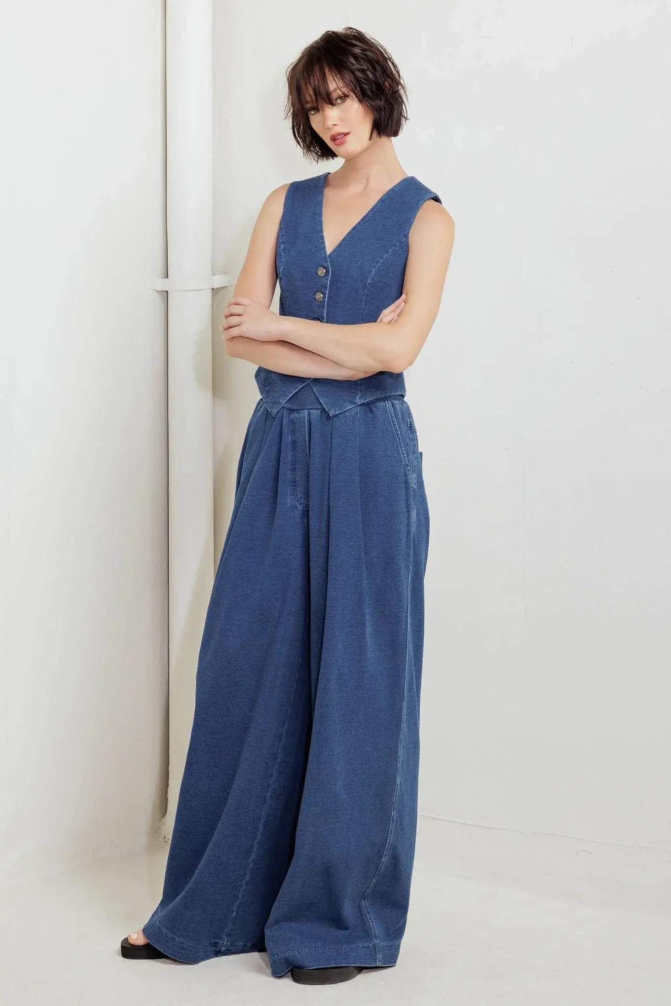 URBAN INDIGO FRENCH TERRY DENIM PANTS - Flying Tomato - Flyclothing LLC