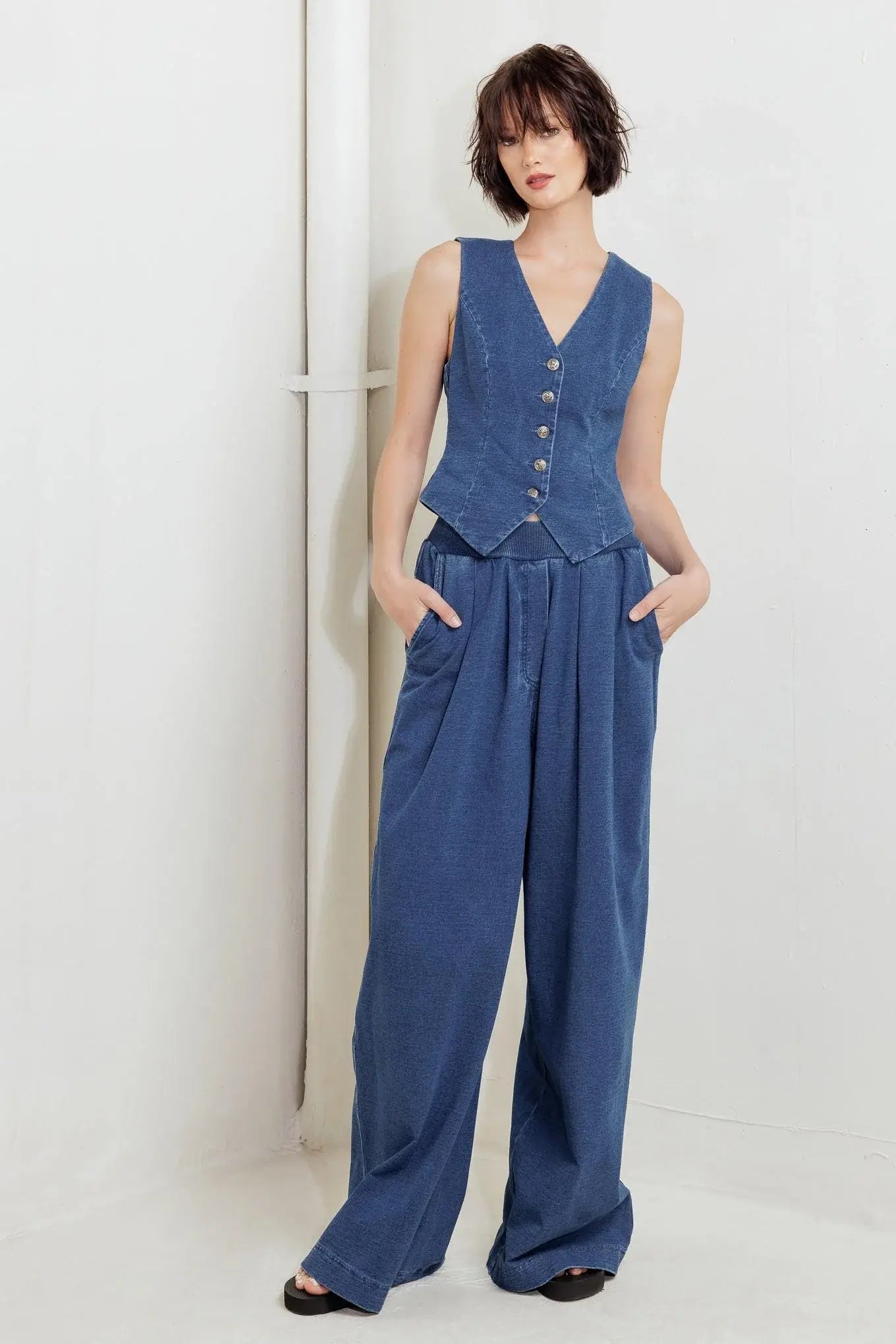 URBAN INDIGO FRENCH TERRY DENIM PANTS - Flying Tomato - Flyclothing LLC