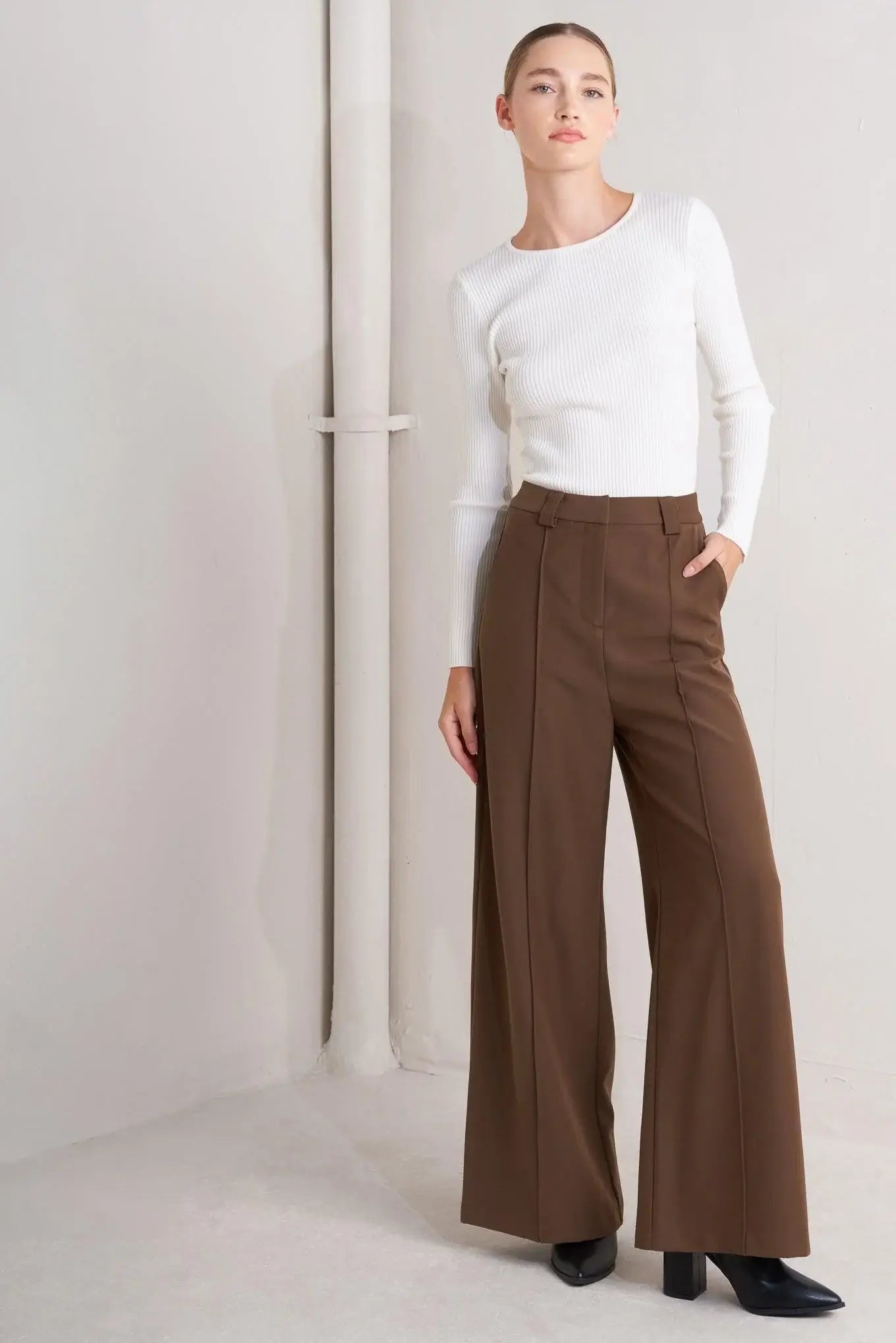 MONDAY FLOW BROWN WOVEN PANTS - Flying Tomato - Flyclothing LLC