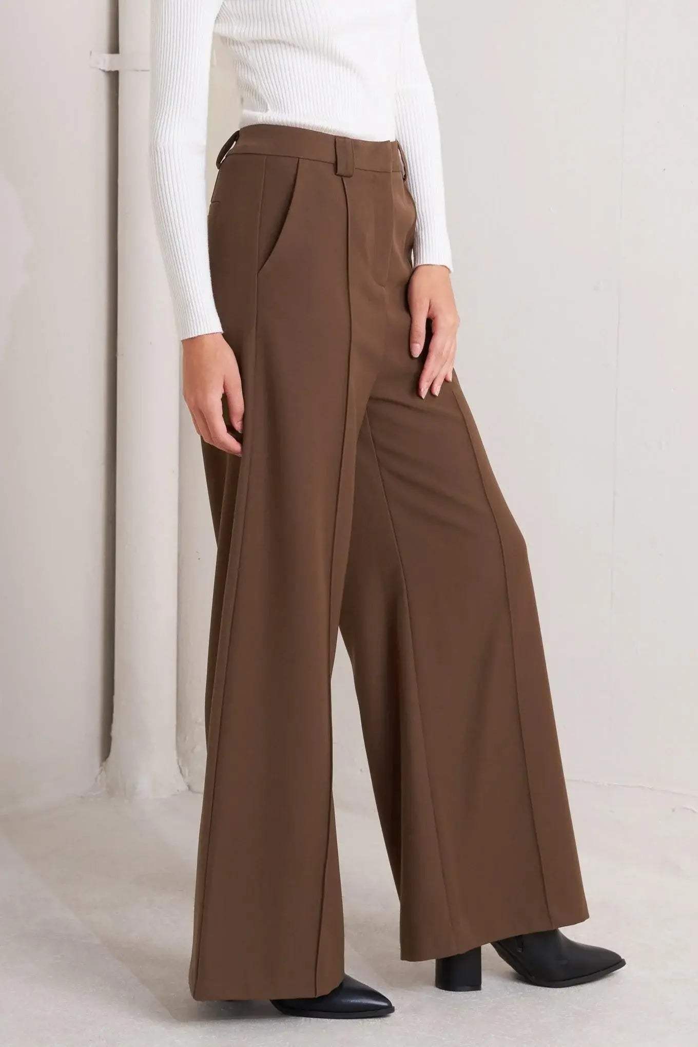 MONDAY FLOW BROWN WOVEN PANTS - Flying Tomato - Flyclothing LLC