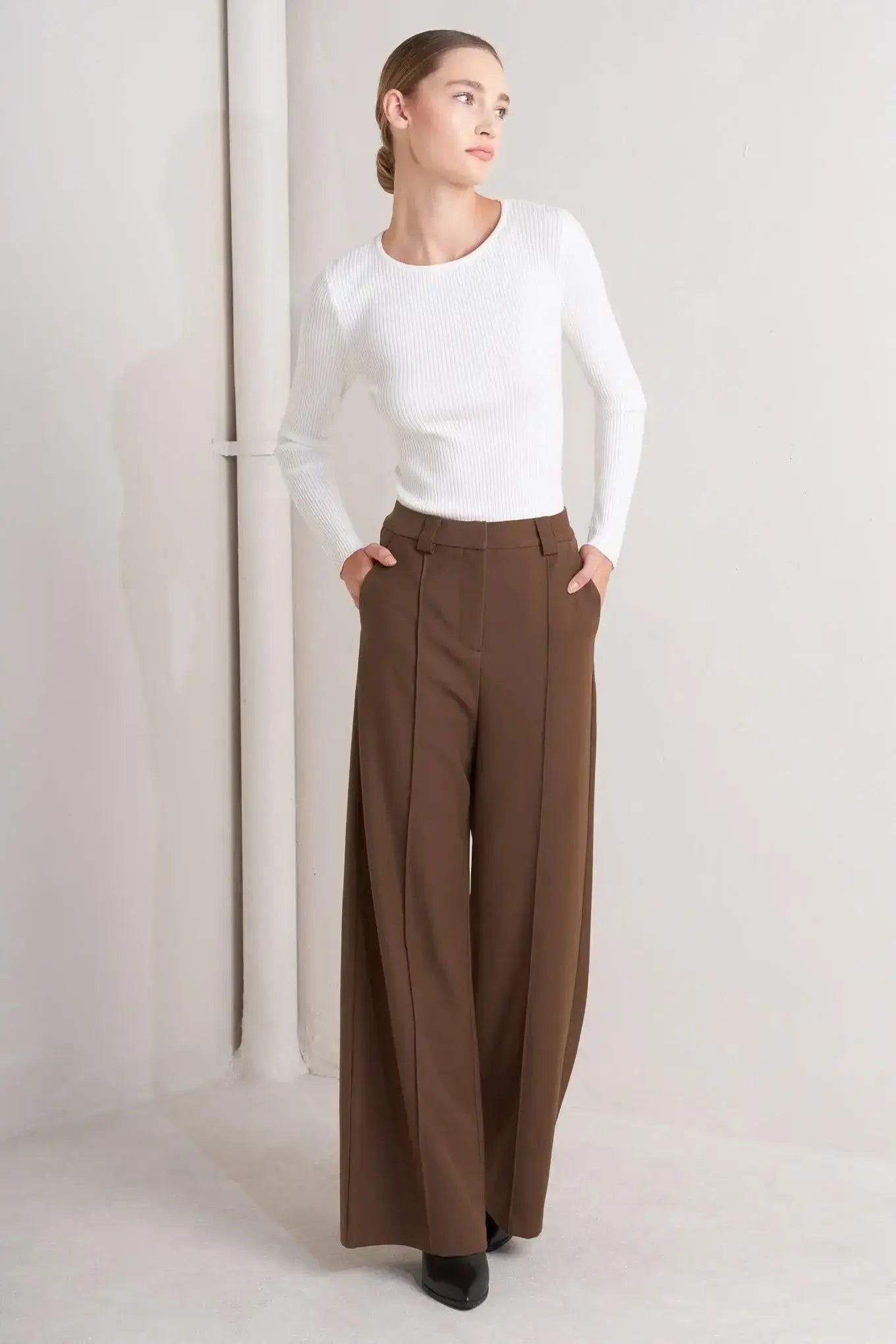 MONDAY FLOW BROWN WOVEN PANTS - Flying Tomato - Flyclothing LLC